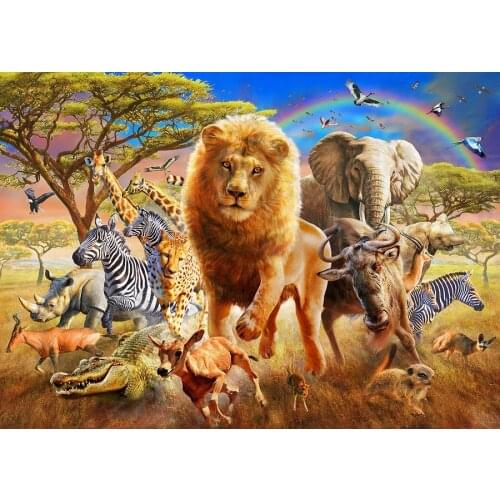 JMINE Div 5D african safari wildlife Zoo Lion Elephant Zebra Full Diamond Painting kits art Animal 3D paint by diamonds