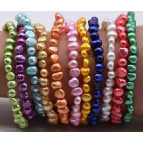 Beautiful pearl/stones bracelets colorful braclet rainbow colors freshwater pearls wholesale price price 10pcs bulk