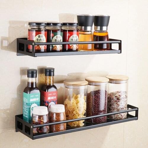 Kitchen racks wall-mounted free punching kitchen utensils supplies seasoning bottles department store shelf kitchen utensils
