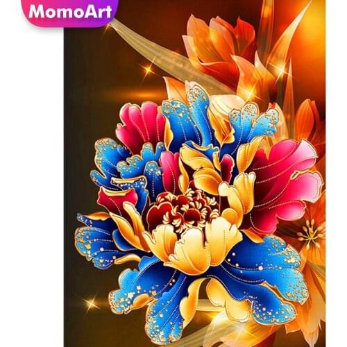 MomoArt DIY Diamond Mosaic Peony Cross Stitch Kits Diamond Embroidery Flowers Full Drill Square Art Painting Crafts Handicraft
