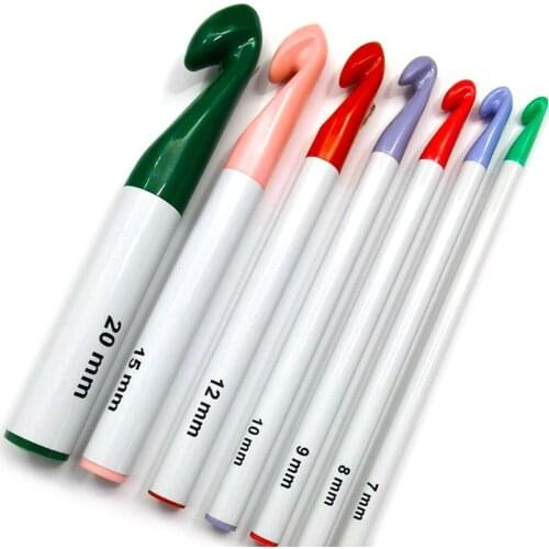 7pcs Wool Colorful Handle Crochet Hook Set DIY Knitting Thick Head Needle Yarn Sweater Weave Scarf Tool Accessories