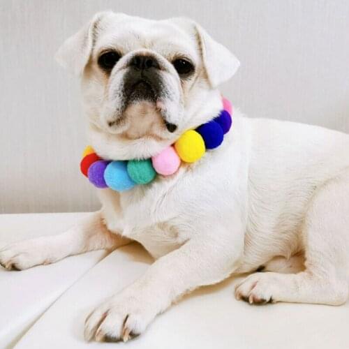 Dog Cat Necklace Dogs Pets Accessories for Small Big Large Dogs Rainbow Ball Dogs Collar Scarf Adjustable Pet Collars