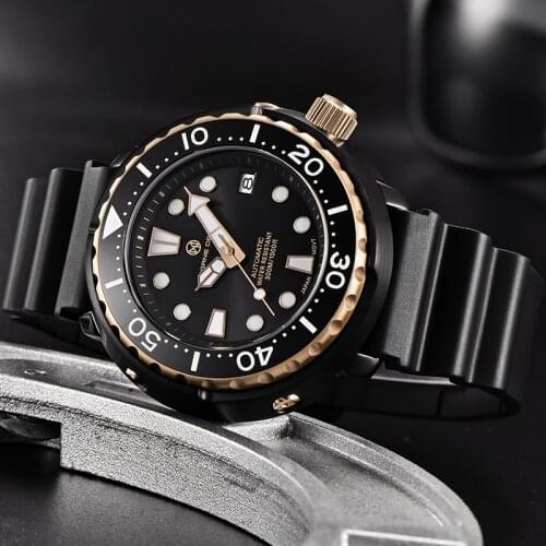 PAGRNE DESIGN Men Mechanical Wristwatch 300M Waterproof Top Brand Luxury Sapphire Glass Clock Automatic Watch Relogio Masculino