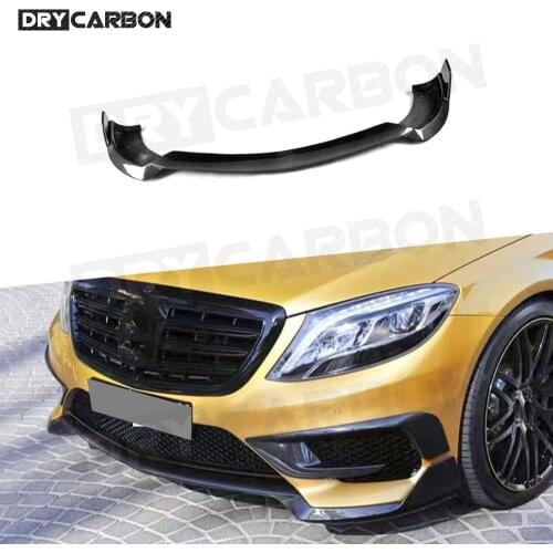 Carbon Fiber Car Bodykit Front Lip Spoiler For Benz S Class W222 S350 S400 S500 S63 S65 2014-2017 Bumper Chin Guard Car Styling