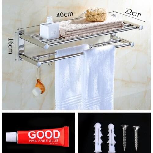 Stainless Steel Bathroom Shelf Towel Rack Storage Wall Holder Bathroom Accessories