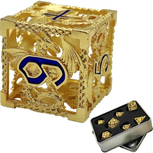 Hollow Metal Dice Set 7-Piece DND Dungeon Dragon D&D Role Playing Pathfinder Desktop Digital Teaching Entertainment Dice Acces