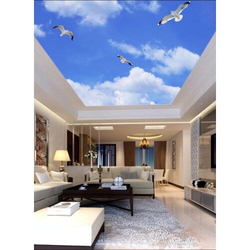 Custom ceilings 3d ceiling murals wallpaper Blue sky white clouds sky, ceiling, background wall painting