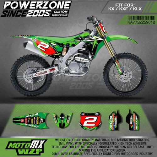 PowerZone Custom Team Graphics Decals 3M Stickers Kit For Kawasaki Sticker Decal 2013-2016 KX250F 12