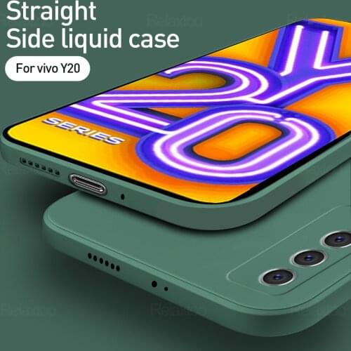Luxury Original Square Liquid Silicone Case For VIVO Y20 Shockproof Soft Phone Back Cover Shell Coque Funda For VI VO Y 20 6.51"