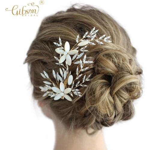 Handmade Bridal Hair Jewelry Accessories Crystal Shell Floral Wedding Hair Clip Headpiece