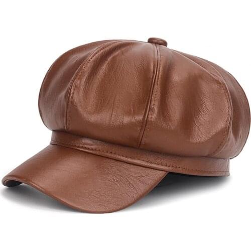 Beret Hats Beret Cap Faux Leather Adjustable Octagon Faux Leather Hats for Party