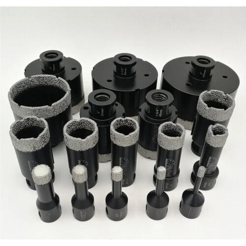 SHDIATOOL 1pc Vacuum Brazed Diamond Dry Drilling drill Bits 5/8-11or M14 thread Porcelain Tile marble Hole Saw Crown