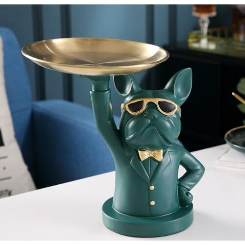 Nordic Bulldog Storage Box Resin Ornaments Art Home Livingroom Desktop Figurines Crafts Hotel Coffee Table Sculpture Decoration