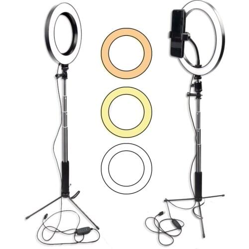 LED Selfie Ring Light 10" Dimmable Camera Phone Ring Photography Lighting Lamp With Tripod For Youtube Makeup Video Live Studio
