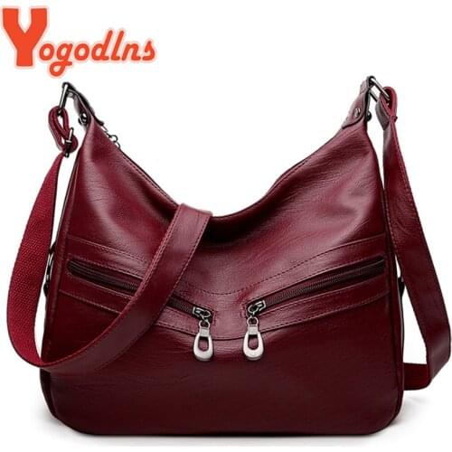 Yogodlns Vintage Soft PU Leather Shoulder Bag Female Brand Crossbody Bag Large Capacity Handbag Luxury Lady Messenger Bag bolso
