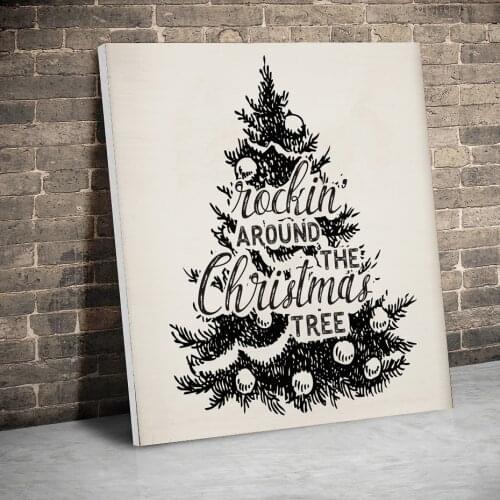 Framed Rocking Tree Christmas Posters Bobys Canvas Paintings Wall Art Canvas Prints Pictures Kids Room Home Wood Inner Frame