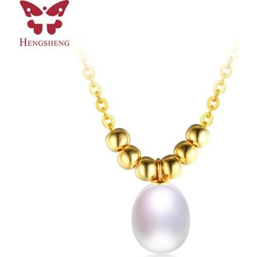 HENGSHENG Gold/Silver Pearl Women Pendants&Necklace,Women Chian Pendant,Natural Freshwater Pearl,9-10mm Fashion Beads Jewelry