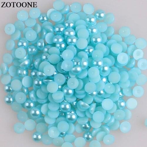 ZOTOONE Lake Blue Ceramic Beads Half Round Flatback Pearl 2mm-6mm for DIY Glue Nail Art Garment Stones For Clothes Decoration E
