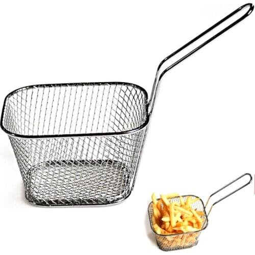 1Pcs Chips Fry Baskets Stainless Steel Fryer Basket Strainer Serving Food Presentation Cooking Tool French Fries Basket