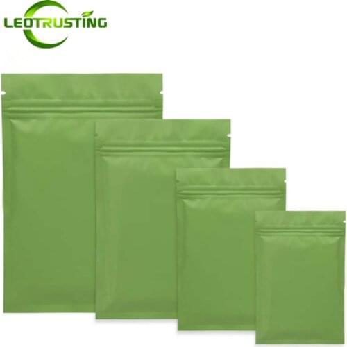 Leotrusting 100pcs Small Matte Green Aluminum Foil Zipper Bag Flat Resealable Green Powder Shampoo Spice Heat Sealing Pouches
