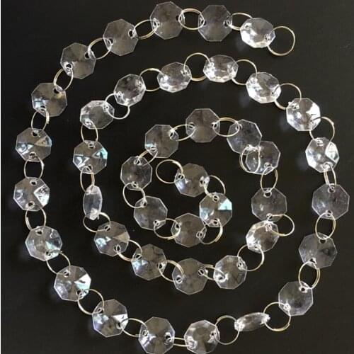 5Meter 16mm Octagonal Crystal Bead Chain Trim Ribbon For Ornaments Wedding Scene Craft Gift Party Crystal Tree Decoration