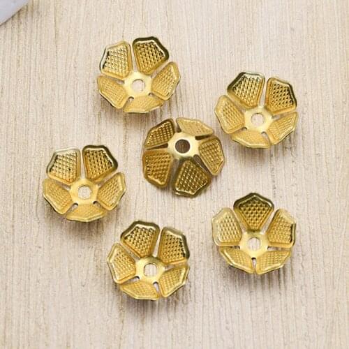 50pcs/lot Handmade Craft Copper Earring Jackets Findings 11.5mm Flower Beads Cap Receptacle Charms FIY Jewelry Making Tassels