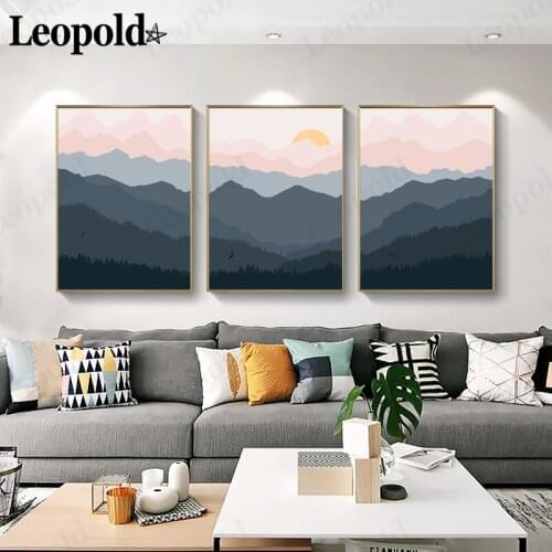 Abstract Landscape Canvas Painting Simple Sunset Forest Poster Wall Art Home Room Decoration Frameless Painting