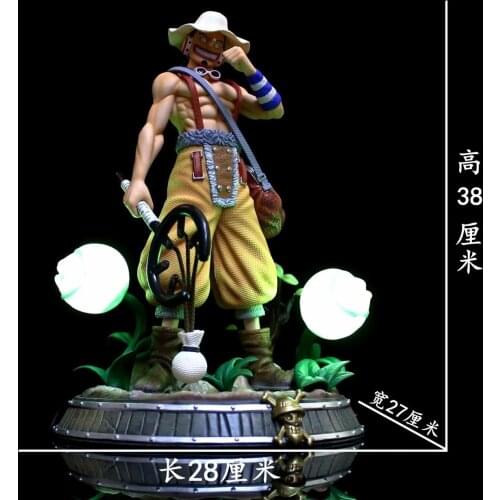 Anime O.n.e.P.i.e.c.e GK Fantasy Usopp Tricky Cloth Double Ball Illuminated Statue Model Boxed Figure Approximately 38cm
