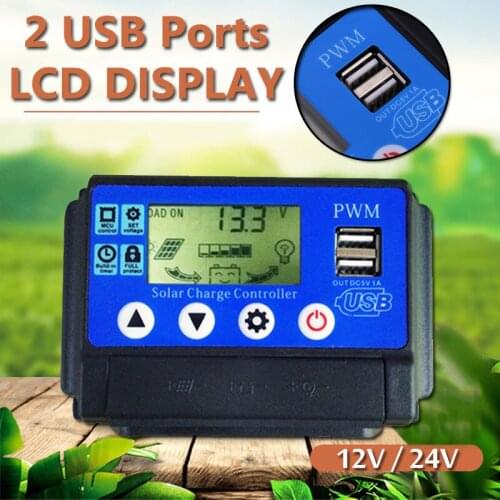 10A/20A/30A/40A/50A Auto Solar Charge Controller Regulator 12/24V Automatic Identification PWN Solar Panel PV Regulator