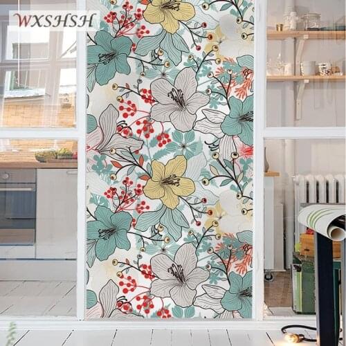 Customized Size Electrostatic Glass Film Thermal-Insulation Decorative Blooming Flower Pattern Decorative Drop-Shipping Sticker