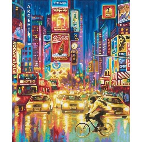 GATYZTORY Diy Painting By Numbers Colorful City Night Landscape Paint By Numbers On Canvas Wall Art Picture Unique Gift