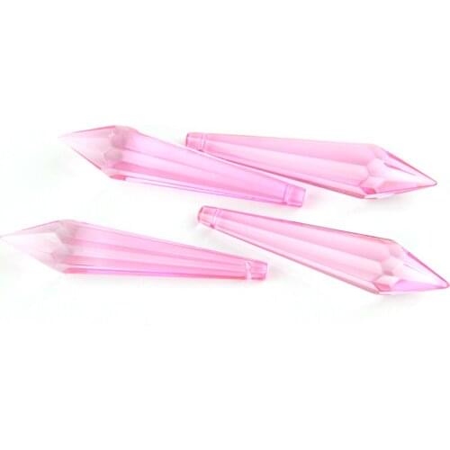 Hot Sale Pink 38mm/63mm/76mm Crystal Icicle U Drop Prism Parts For Chandelier Glass Hanging Pendant For Wedding Party
