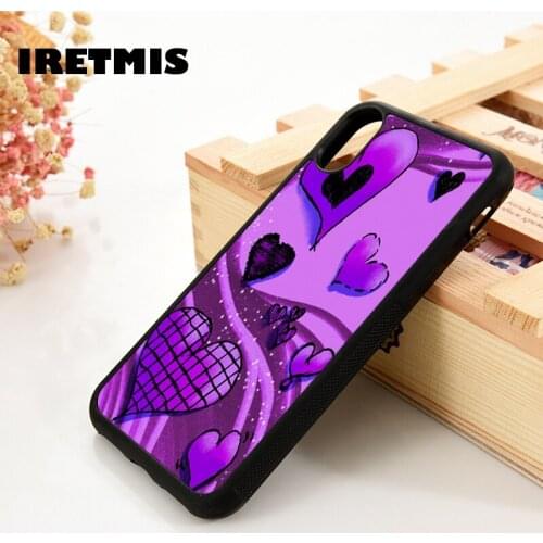 Iretmis 5 5S SE 6 6S TPU Silicone Rubber Phone Case Cover for iPhone 7 8 Plus X Xs 11 12 MINI Pro Max XR PURPLE HEARTS