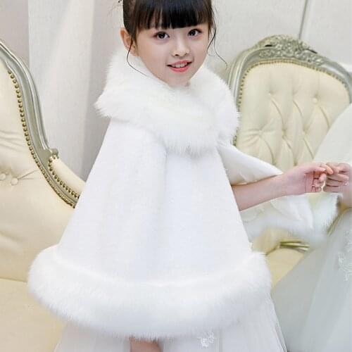 [KDMP08] Kid Winter Warm Faux Fur Short Cloak Girl Thicken Shrug Child Shawl Cape Wholesale