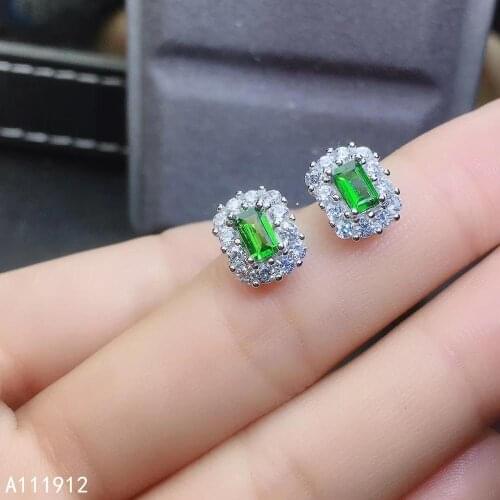KJJEAXCMY fine jewelry natural diopside 925 sterling silver women earrings new Ear Studs support test noble