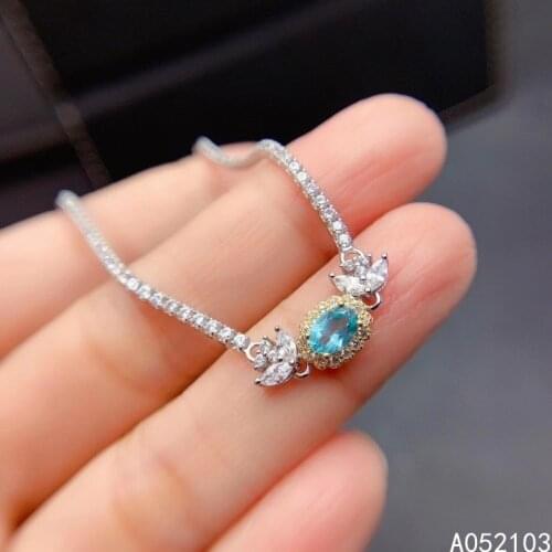 KJJEAXCMY fine jewelry 925 sterling silver inlaid natural Apatite Womens new elegant plant gem hand Bracelet support detection