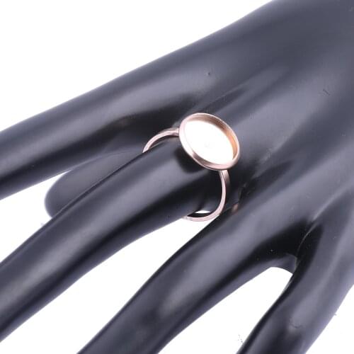 10pcs 12mm cabochon ring setting blanks stainless steel rose gold plated diy cameo bezels for jewelry making