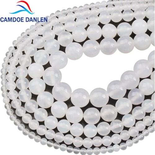 Natural Stone Top Grade White Carnelian Agates Round Beads 4 6 8 10 12MM Fit Diy bracelet necklace beads for jewelry making