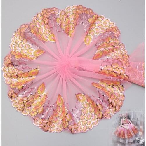 20CM 5Yards peacock High Quality Lace Trim Embroidery Lace Fabric Mesh Lace Ribbon Tulle Guipure Cord Lace Sewing DIY Doll Cloth