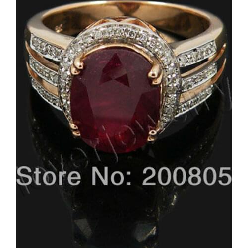LOVERJEWELRY Vintage Rings Oval Solid 14Kt Rose Gold 4.58ct Natural Diamond Engagement Wedding Ruby Ring