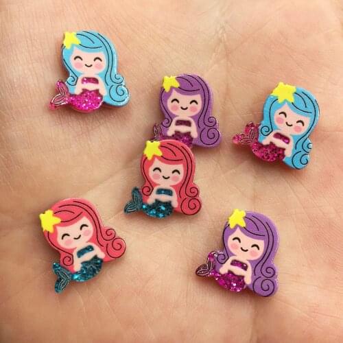 Cute Acrylic sheet Paillette mini Colorful Mermaid Flat Back Appliques 25pcs DIY Wedding Scrapbook Decor Home Craft OW35