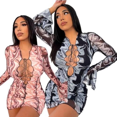 Fashion Casual Womens Personality Line Sexy Hollowed Out Thin Dress Dresses for Women Night Club Birthday Dress