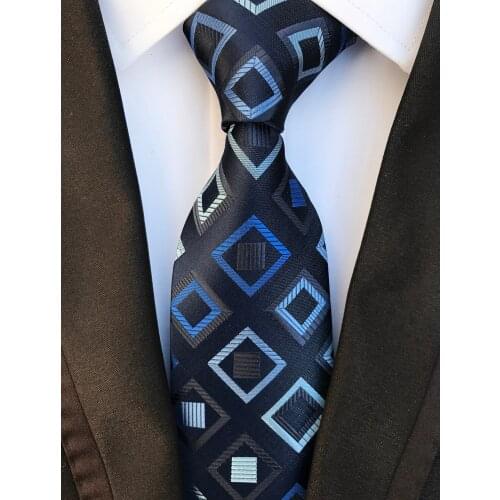 Fashion Men Plaids Tie Designer Shirts Geometric Grids Necktie