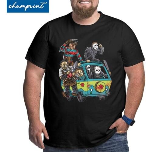 Mens The Massacre Machine T Shirts Horror Chucky Jason Voorhees Michael Myers Clothing Big Tall Tee Shirt Plus Size 6XL T-Shirt