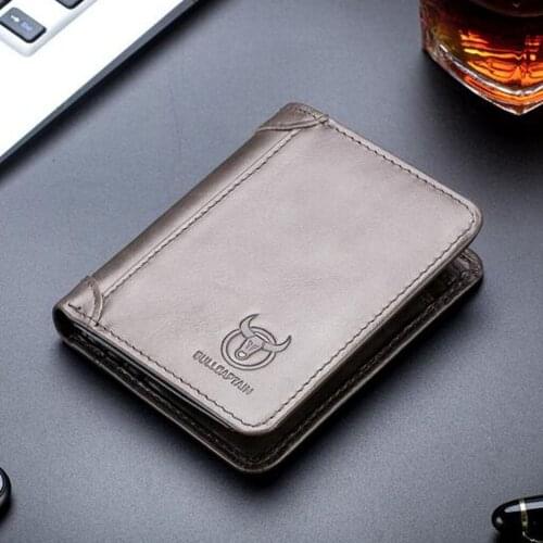 RFID Mens short leather wallet full head classic retro Leather leisure wallet Features Short Wallet Card Holder Clutch