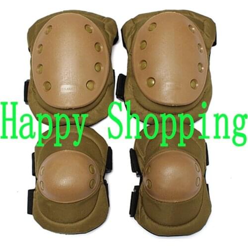 Tactical hunting airsoft combat knee and elbow protector protective pads set Sand