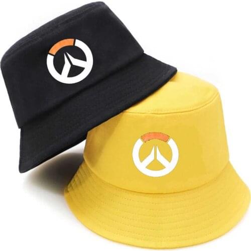 Anime Game OW logo Bucket Hat teenager Outdoor Fisherman Hats Summer Hip Hop Cap unisex Streetwear bucket caps