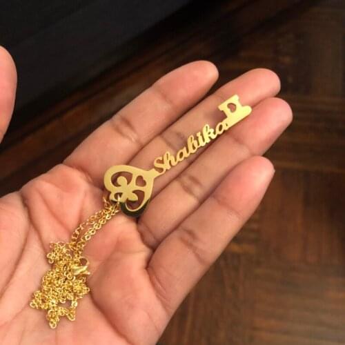 Personalized Key Name Pendant Necklaces Women Men Stainless Steel Custom Letters Nameplate Choker Necklace Handmade Gift For Her