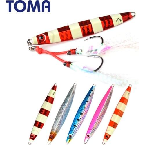 TOMA Saltwater Fishing Jig Slow Pitch Lure 20g 40g Metal Micro Lead Fish Shore Jigging Luminous Fishing Lures
