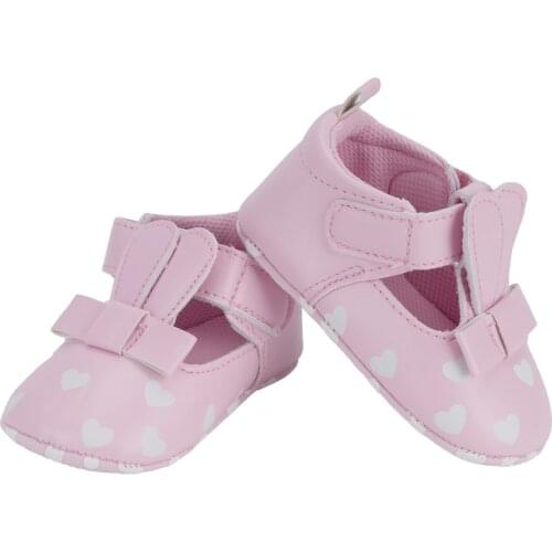 Heart Pattern Rabbit Ears with Bow Tie Flat Baby Shoes Toddler Boy Girl Shoes First Walkers for Newborn Baby 0-12 Months